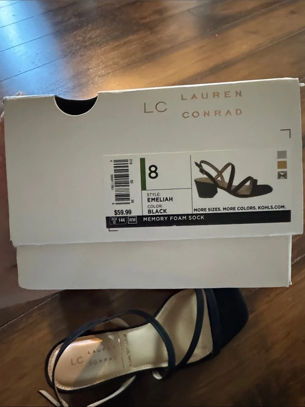 LC Lauren Conrad Emeliah Black Strappy Square-Toe Slingback Sandals New